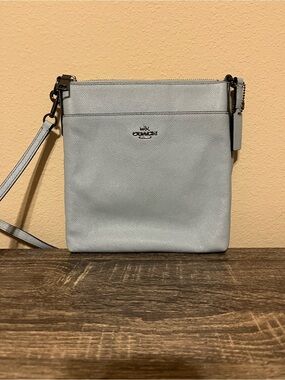 Coach Light Blue/Gray Saffiano Leather Crossbody Bag